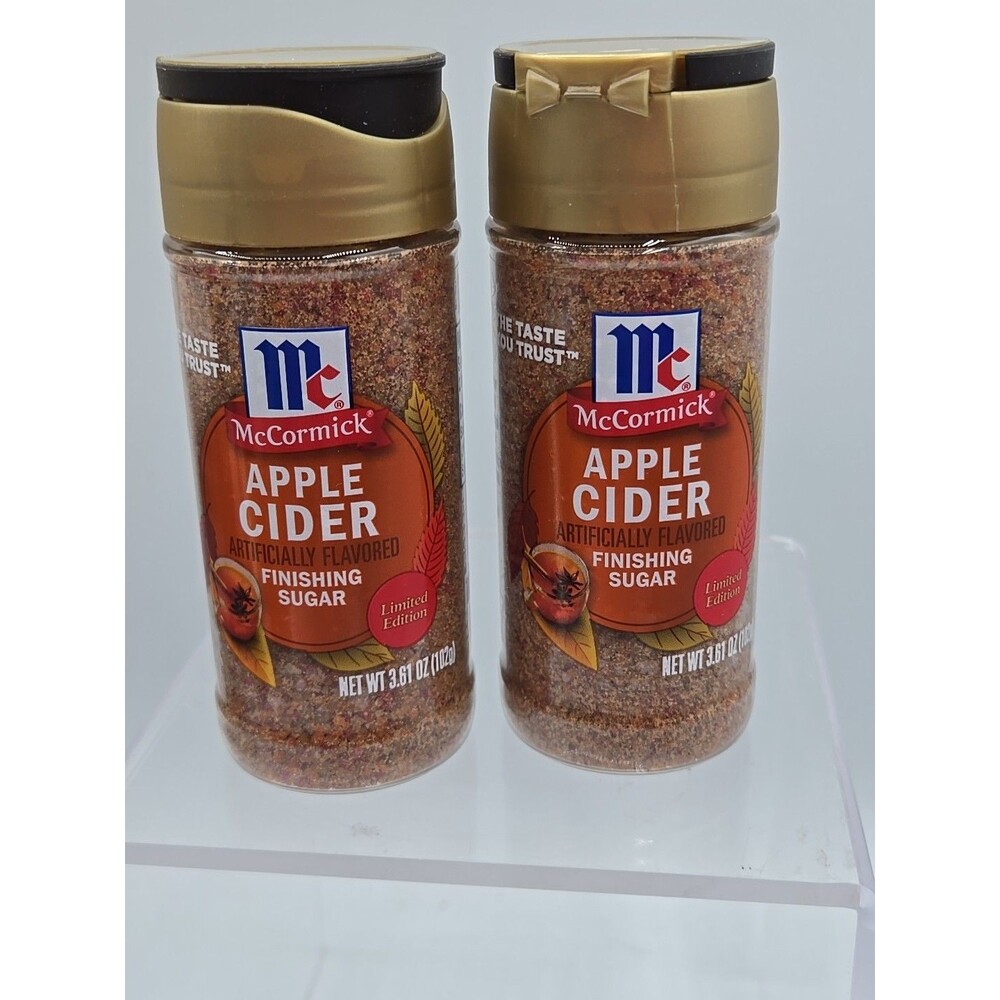 2 New McCormick Finishing Sugar, Apple Cider, Limited Edition,3.61 oz